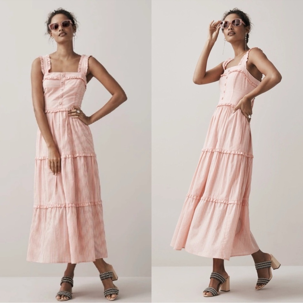 Gal Meets Glam Collection Courtney Rio Stripe Lawn Maxi Dress Size 20